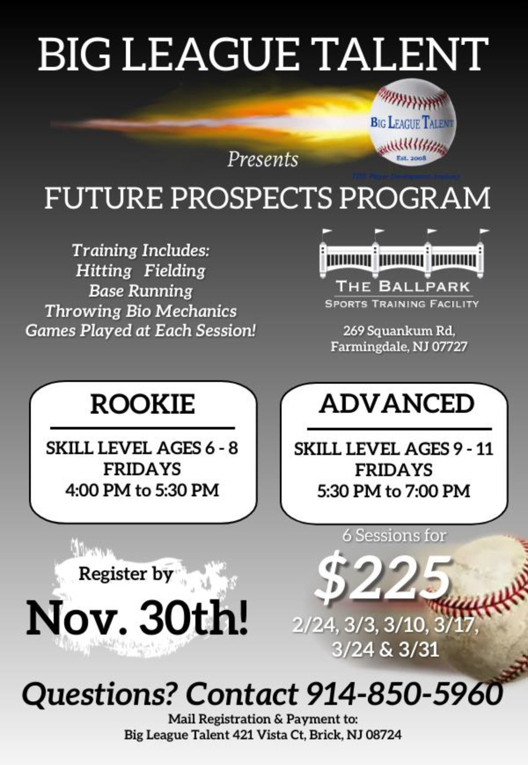 Big League Talent 2023 Future Prospects Flyer